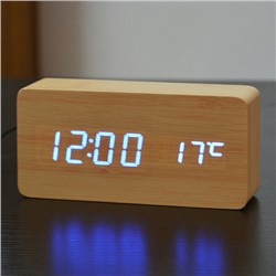Электронные часы в деревянном корпусе VST-862-5 синие цифры